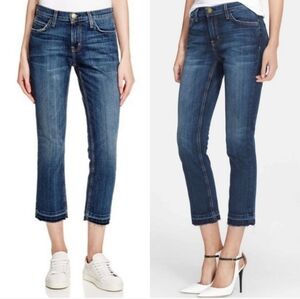 {Current/Elliott} Cropped Straight Leg Jeans frayed hem Size 26